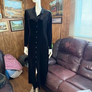 Vintage Button Down Goth Velvet Duster